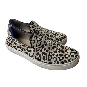 Rothy's City Slip On Sneakers Women's 8.5 Leopard‎ Print Washable Knit Shoes